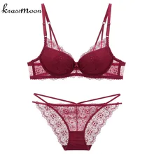 Women sexy bra set underwear bra set embroidery sexy lace bra transparent v neck temptation push up bra brief set BS14
