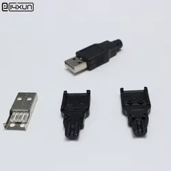 10 шт. DIY usb тип A Тип сварки штекер 3 в 1 разъем адаптер для OD 3,0 мм провода черный корпус