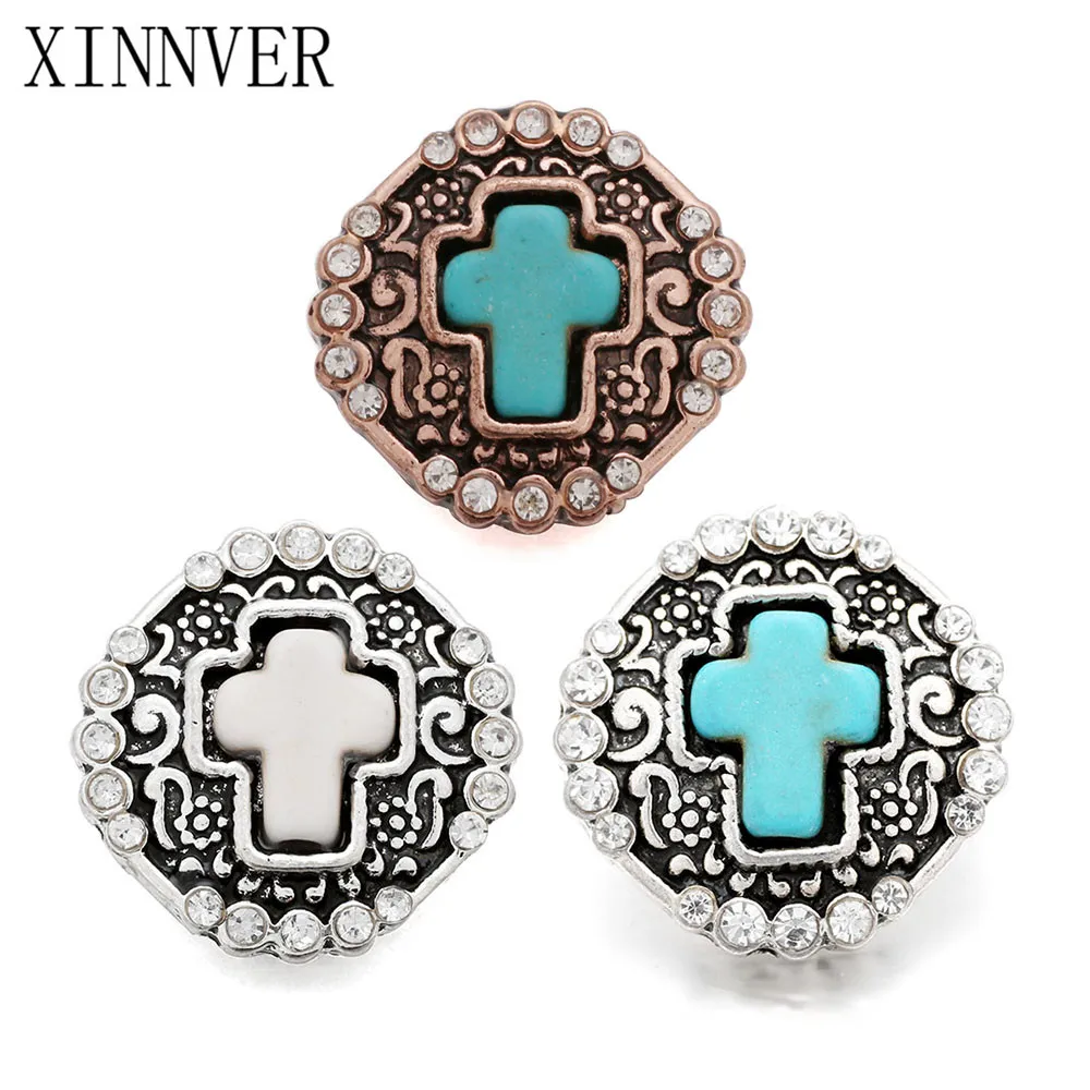 

10Pcs/lot DIY 18mm Cross Snap Buttons Interchangeable Jewelry Accessory Green natural stone Snap Jewelry For Bracelet