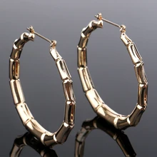 Big Circle Hoop Earrings for Women Bamboo Joint Double Big Punk Gold Color Hoop Large Earrings Fashion Jewelry