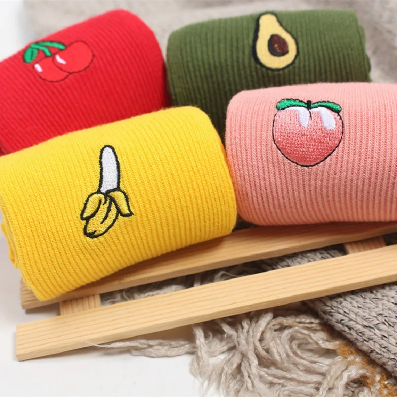 Funny-Cute-Banana-Cherry-Avocado-Fruit-Pattern-Women-Girl-Cotton-Loose-Crew-Socks-Winter-Japan-Harajuku