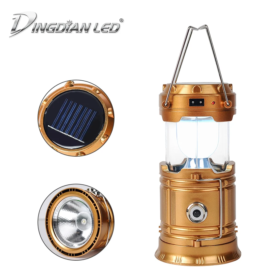 

DINGDIAN LED Rechargeable Solar Camping Lantern 2.5W Light Source Portable Camping Light Outdoor Tent Light Lamp Solar Powered