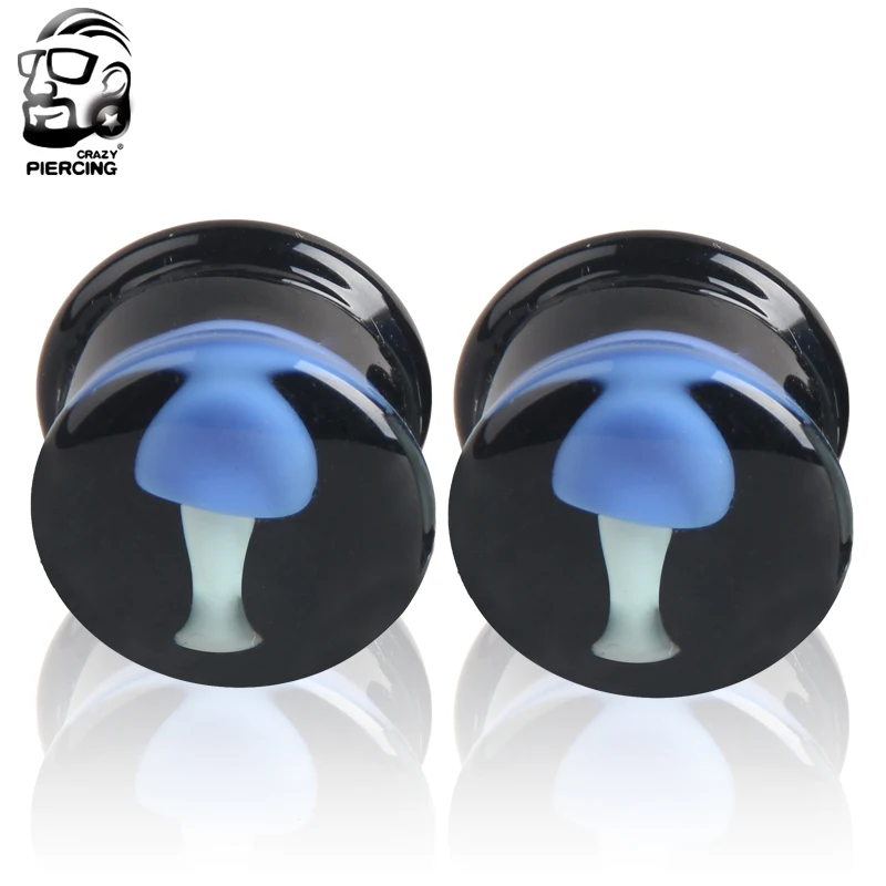 

Wholesale Glass Ear Plug Tunnel Ear Stretcher Expander Body Piercing Jewelry Jellyfish Ear Gauge Plug Free Shipping