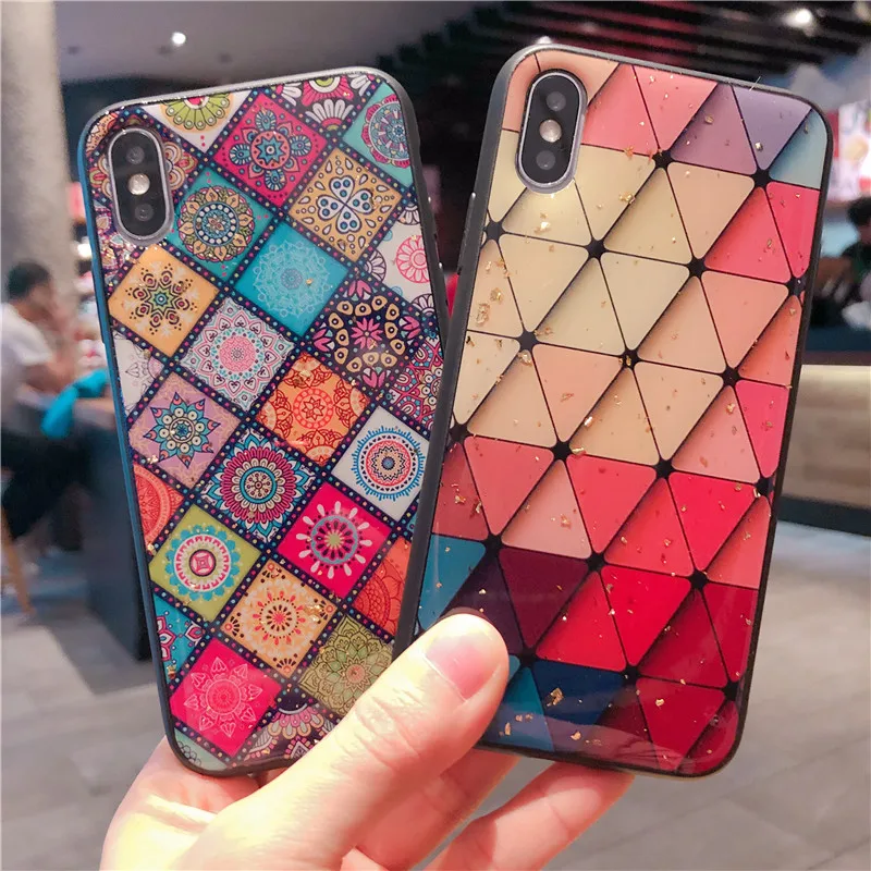 

Bling Glitter Gold foil case For Coque OPPO A59 A83 A39 A57 A33 A5 A3 A7 Back Cover For OPPO K1 F9 A79 A37 Retro Flower cases