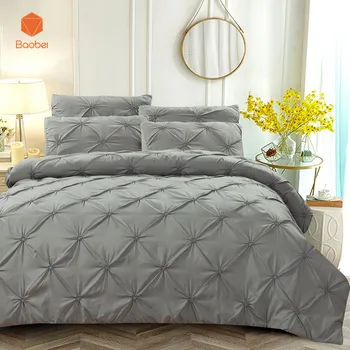 

2/3Pcs Solid Handmade silk flower Bedding Set Soft Polyester Twin Full King Queen Duvet Cover with pillowcases Quilt Cover SJ242