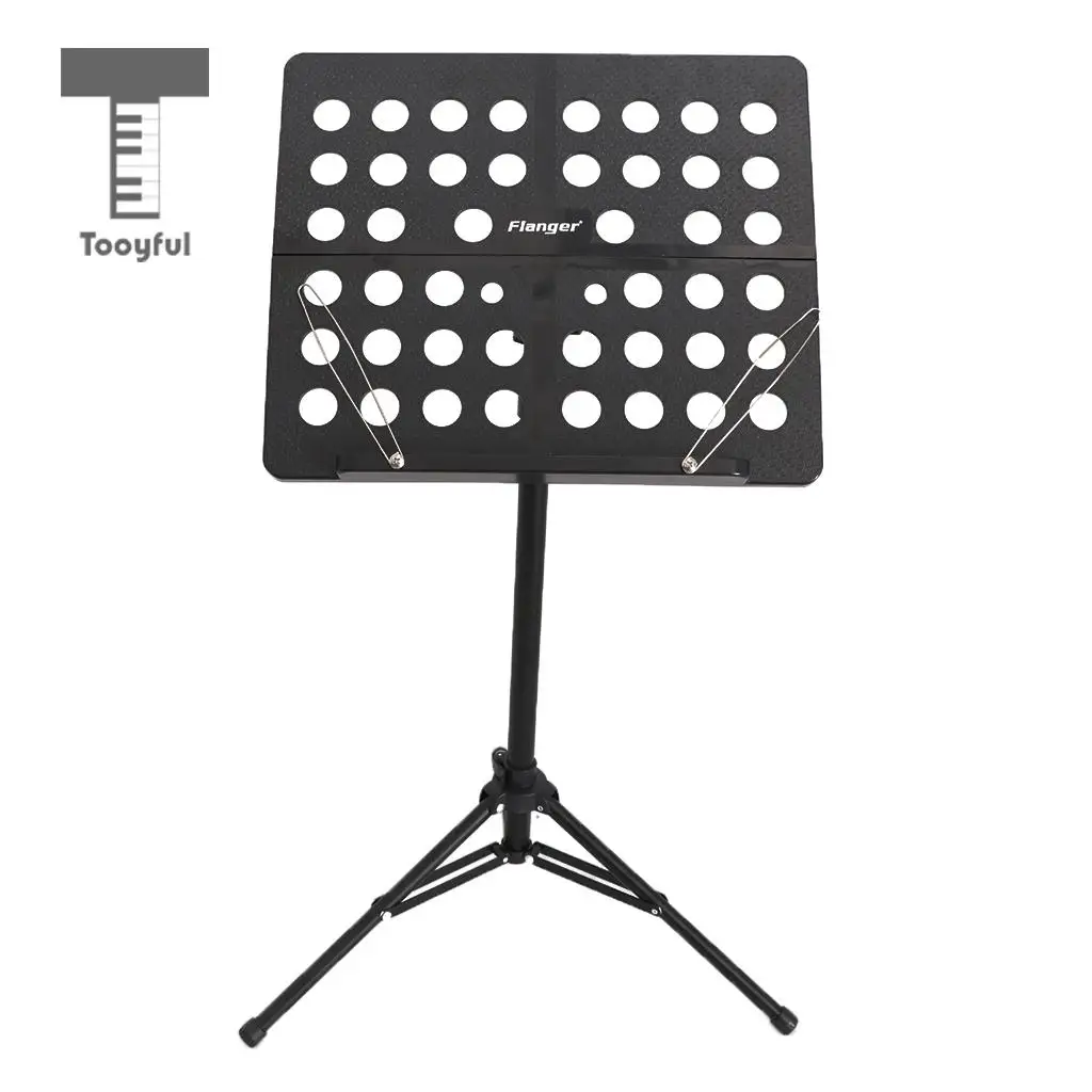 

Tooyful Adjustable Alloy Tripod Music Stand Music Score Note Holder for Musician Concert Stage Accessory Black