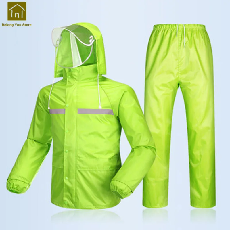 Водонепроницаемый дождевик мотоциклетный плащ для мужчин Дамский велосипед плащ женские куртки кемпинг плащ-костюм дождевик LKR206 - Цвет: Double Mesh green