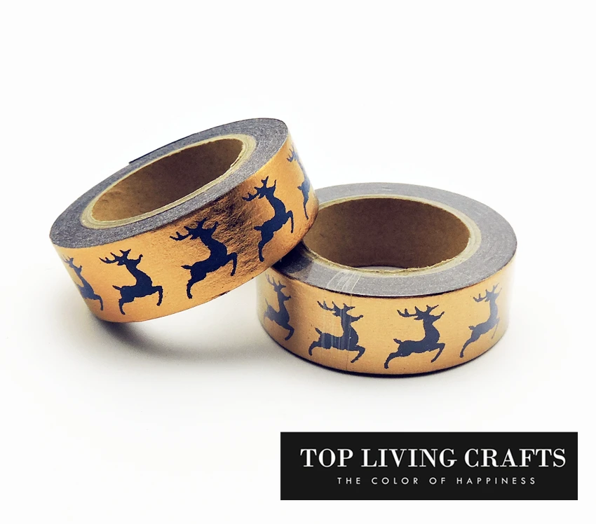 

Golden Christmas Foil Washi Tape Japanese Stationery 1.5*10meter Kawaii Masking Tape School Tools Halloween