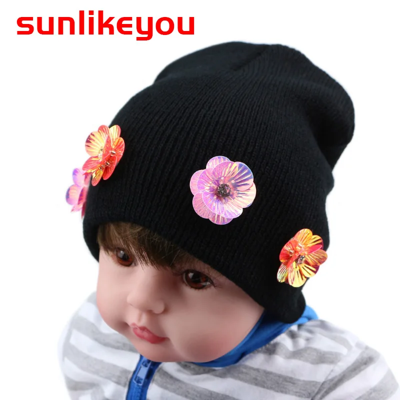 Sunlikeyou/весенняя шапка для девочек детская теплая с цветами шапочка новорожденных