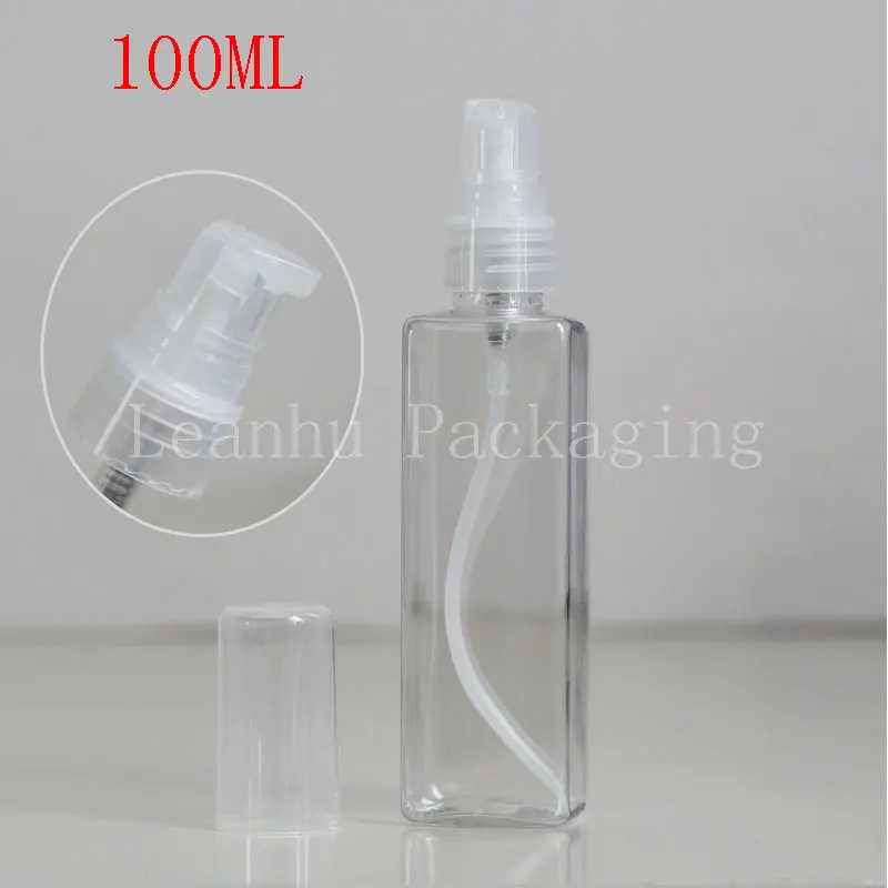 100ML Square Plastic Bottle With Lotion Pump, 100CC Emulsion Packaging