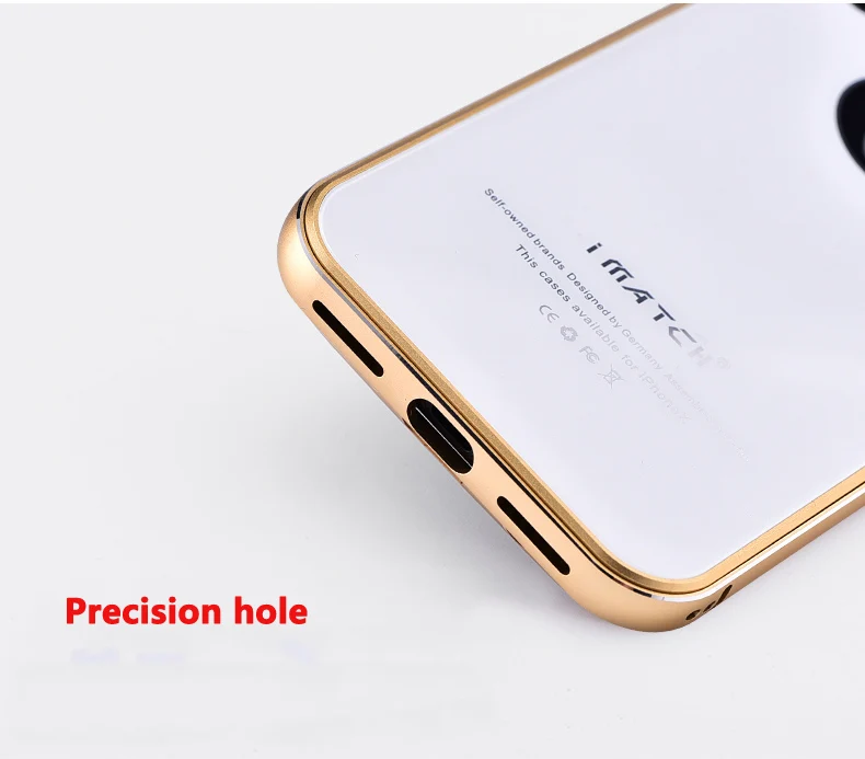 iMatch Aviation Aluminum Alloy Metal Bumper Tempered Glass Back Cover Case for Apple iPhone X