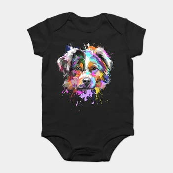 

Baby Onesie Baby Bodysuits kid t shirt Top Quality O Neck Australian Shepherd Art Fashion