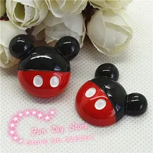 25*28 мм 50 шт. красная точка Микки Смолы плоская спина, кабошон волос Лук Центр Скрапбукинг