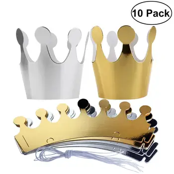 

10pcs Kids Party Crowns Set Paper Hat Crowns Party Birthday Hat Festive Party Crown Headgear Birthday Party Toy Accessorie