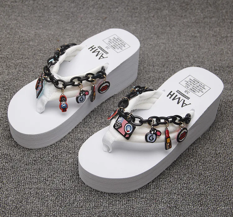Korea White Wedge Slip On Flip Flops Slippers Womens Summer Antiskid Slipper Platform Shoes Cheap51
