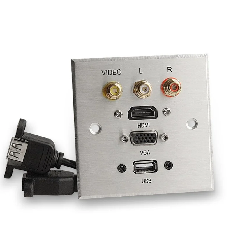 Алюминиевый панельный настенный мультимедийный разъем HDMI VGA L/R каналы USB порты