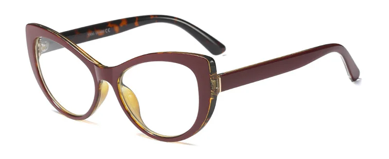 SHAUNA Ультралайт TR90 смешанные цвета оправа для очков Женская мода цветочные кошачий глаз очки UV400 - Цвет оправы: Wine Red Leopard