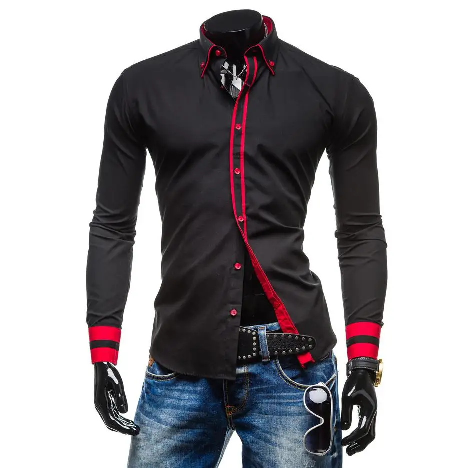 Compra Los hombres de doble cuello camisas de vestir