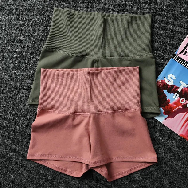 

Solid High Waisted Yoga Shorts Soft Summer Women Power Flex Running Fitness Tummy Control Stretch Quick Dry Gym Workout Short