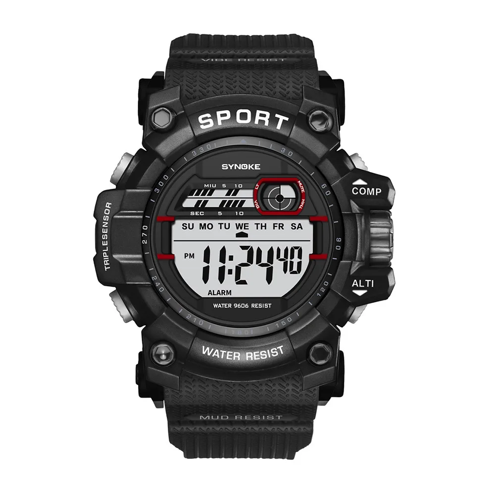 SYNOKE мужские спортивные часы с большим циферблатом, кварцевые цифровые часы для мужчин, люксовый бренд, светодиодный, военные, водонепроницаемые мужские наручные часы, часы N50