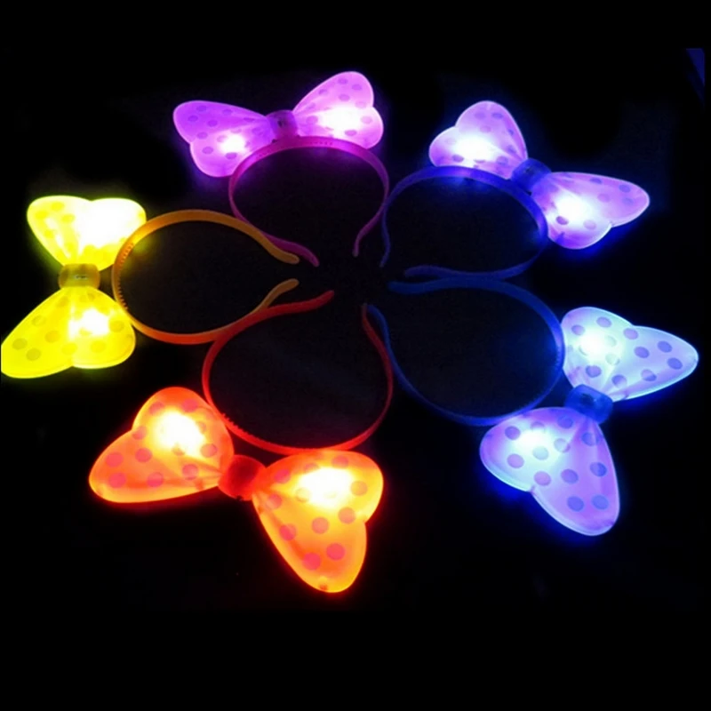 

5/10sets Multi Colors LED Lighting Headband Ox Horn Bow Shape Cute Glow Ears For Wedding Birthday Christmas Olimpic Party