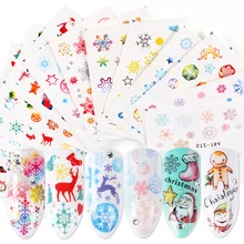 1 шт рождественские переводные наклейки для ногтей, цветные снежинки, водная наклейка, слайдеры, декор для ногтей, инструменты для маникюра, обертывания, JISTZ779-794