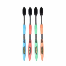 12 шт./компл. двойные ультра мягкие бамбуковые черные зубные щетки щетка для выпрямления волос уход за полостью рта для взрослых бамбуковая зубная щетка