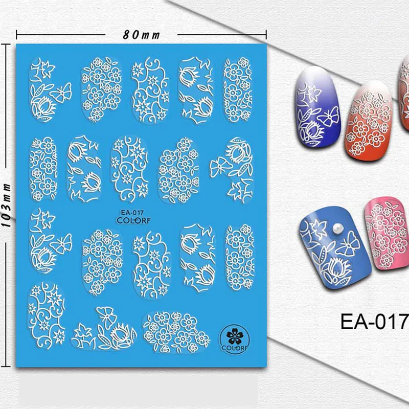 Белые цветочные наклейки для ногтей с бабочками, 5D наклейки для дизайна ногтей, наклейки для маникюра, наклейки для ногтей, модный набор для дизайна ногтей с цветами - Цвет: 17