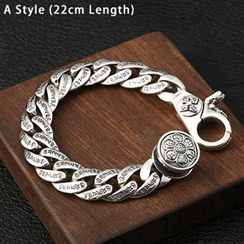 A Style and 22cm Будда мантра инструмент Vajra браслеты браслет Настоящее серебро 925 пробы 925 ювелирные изделия для мужчин браслет дружбы B35 - Цвет камня: A Style and 22cm