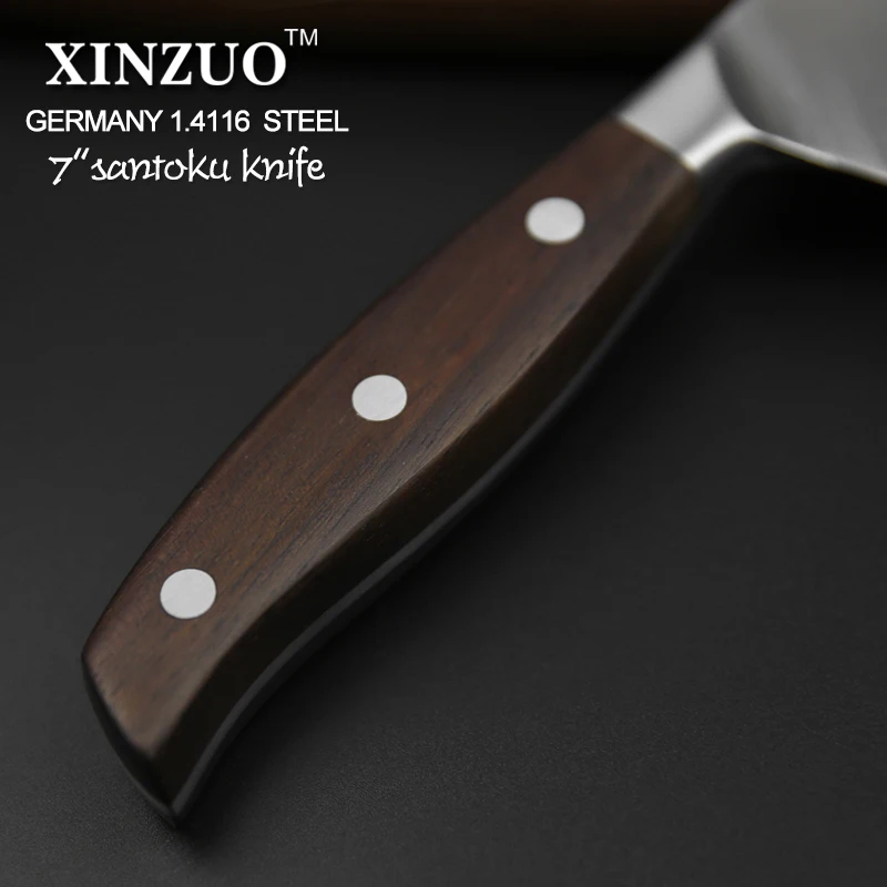 XINZUO 7 ''дюймовый японский поварской нож немецкие Стальные Кухонные ножи Прочный острый нож Santoku с ручкой из палисандра кухонные инструменты