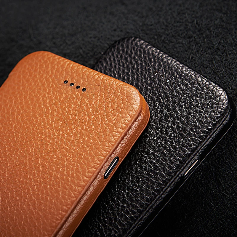 Jisoncase Genuine Leather Flip Case for Apple 7/8 Case Luxury Protective Shell Kickstand Folio Flip Smart Cover for iPhone 78