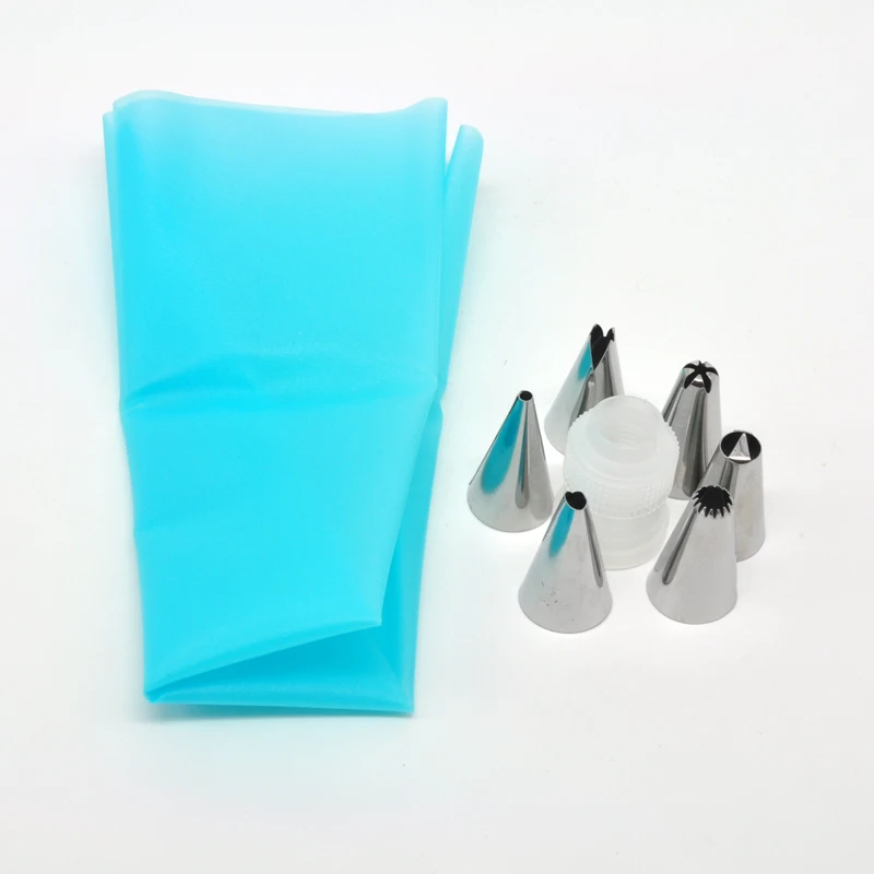 

DIY Cake Decorating Tool Confectionery Kits( 8pcs/set ) Silicone Icing Piping Cream Pastry Bag