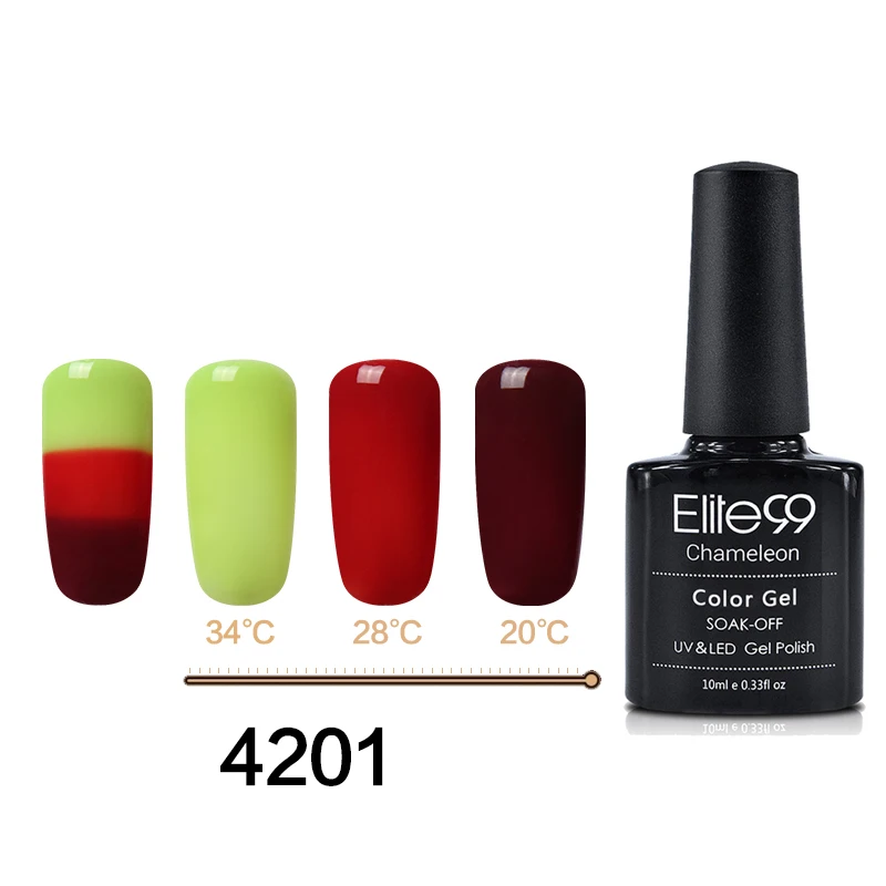 Elite99, 10 мл, термический Гель-лак для ногтей, 3 цвета, изменение температуры, дизайн ногтей, замачиваемый, УФ-Гель-лак, стойкий, 3 в 1, хамелеон - Цвет: 4201