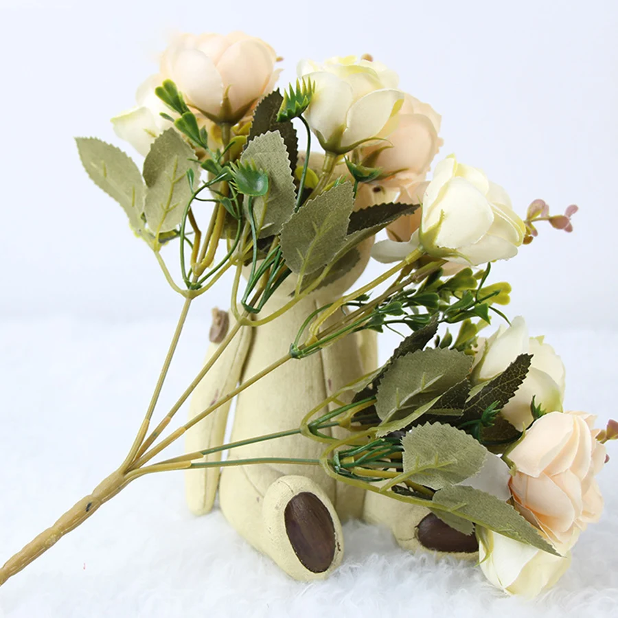 Искусственные розы цветы розовые маленькие шелковые искусственные цветы для свадьбы дома вечерние Декоративный букет белая роза