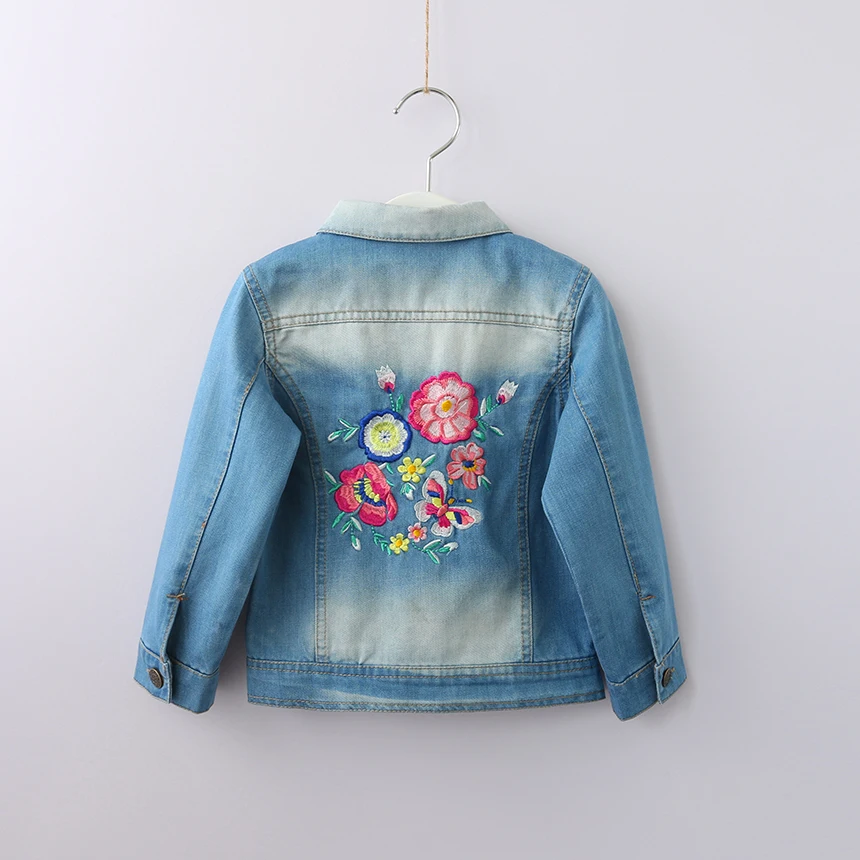 Kids Girl Denim Jacket Flower Embroidery Wholesale Lots Bulk Clothes