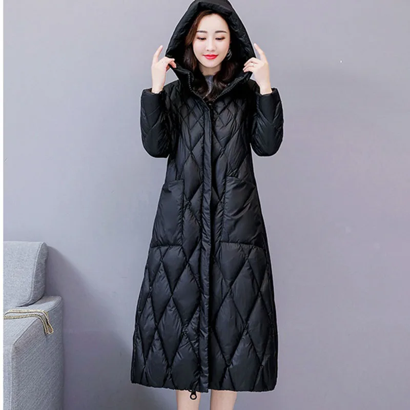 

New Women Winter Down cotton Jackets Female Long Hooded Coat High Quality Thick Warm Parka Outwear Elegant slim large size coat