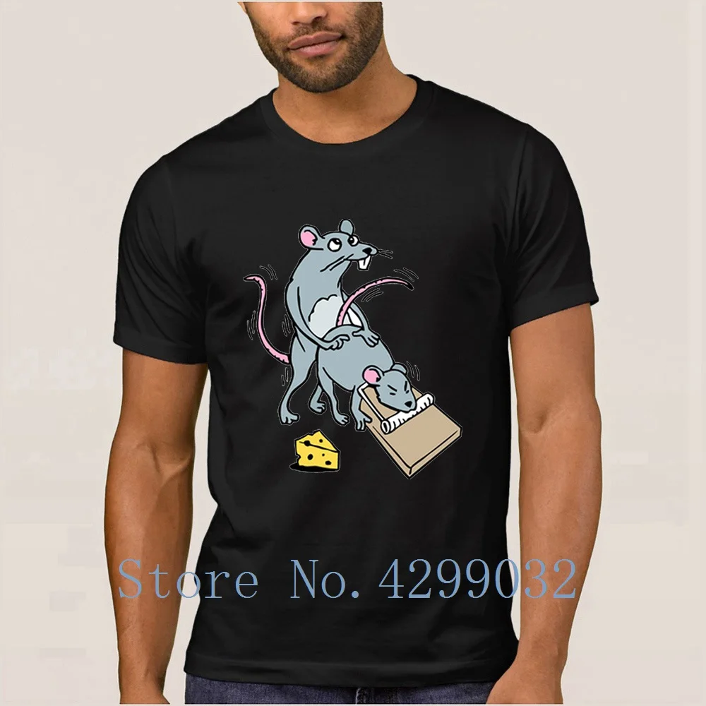 

Mouse Screwing A Mouse In A Mousetrap T Shirt For Men Short Sleeve Humor Tshirt Summer Homme Size S-3xl Fitted Top Quality