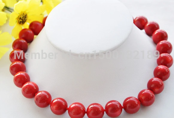 

j005462 AAA++ REAL natural 17" 15MM round red coral bead necklace