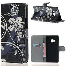 Preto / branco de impressão carteira de couro Flip capa bolsa caso para HTC um M9 2015
