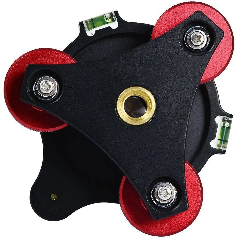 Aluminum CNC 3/8" Screw Precision Leveling Base Tripod Head Plate with 3 Adjustment Dials for DSLR Camera Tripod Monopod