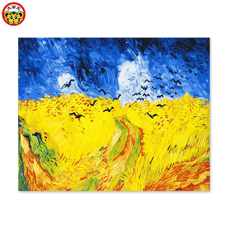 Картина по номерам художественная краска по номерам цифровая картина маслом Ван Гог Пейзаж поле Ворон картины по номерам пейзажи картина - Цвет: 6343