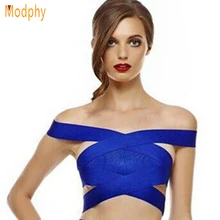 Женский эластичный сексуальный бандажный топ с вырезом лодочкой, открытая спина, однотонный синий, облегающий модный, Прямая HLV212