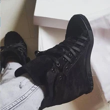 Г. весенние модные черные замшевые женские повседневные туфли на высоком каблуке женские туфли на шнуровке высокого качества в римском стиле на плоской подошве