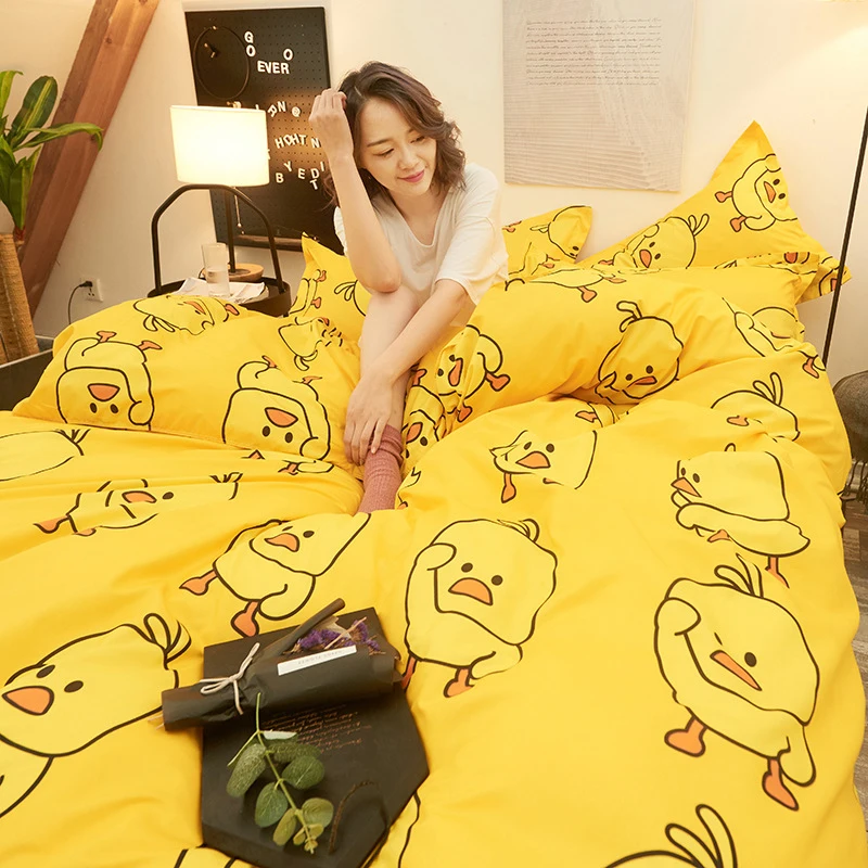 

Four-Piece Home Textile Bed Cotton Quilt Cover Set Personalized Fashion Duvet Cover Series Printing Sandin Process Bedding kit