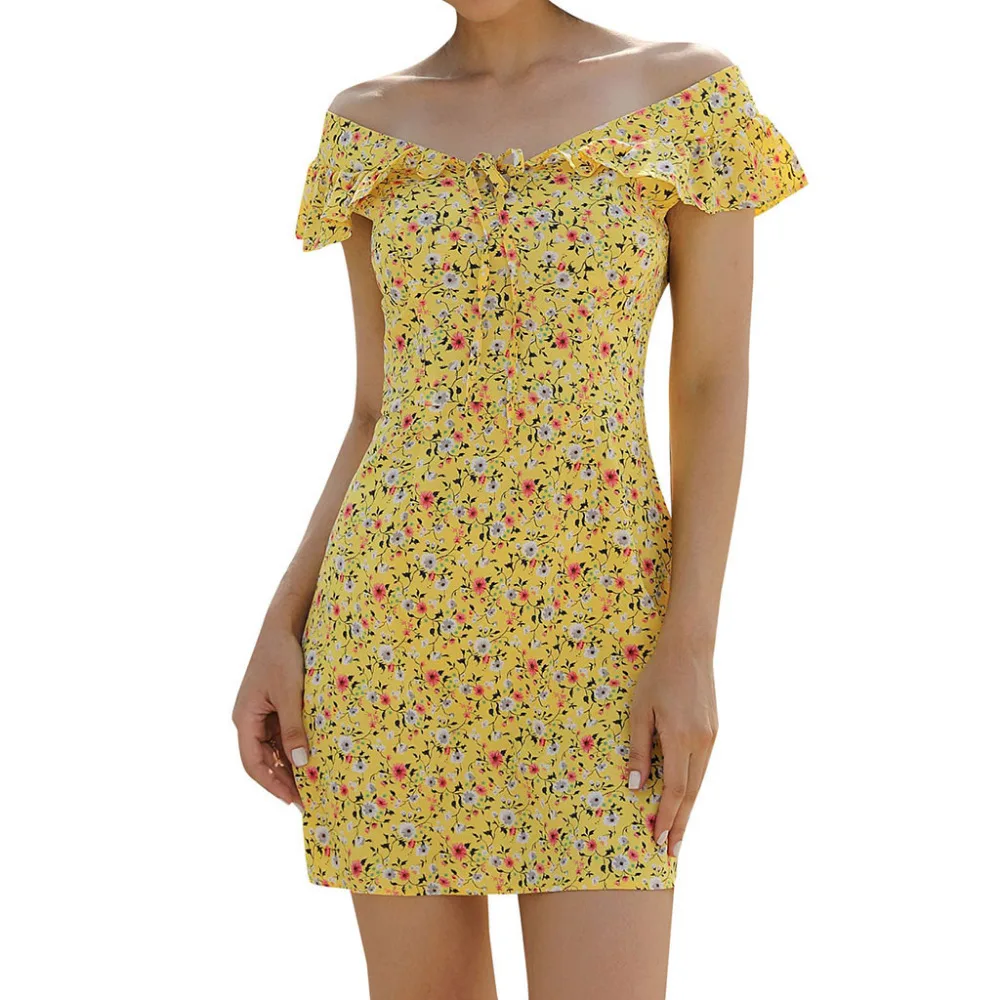 2019 women's sexy floral print strapless sexy beach dress long summer pretty beach dress cover up sports dress plus size 40J10 (3)