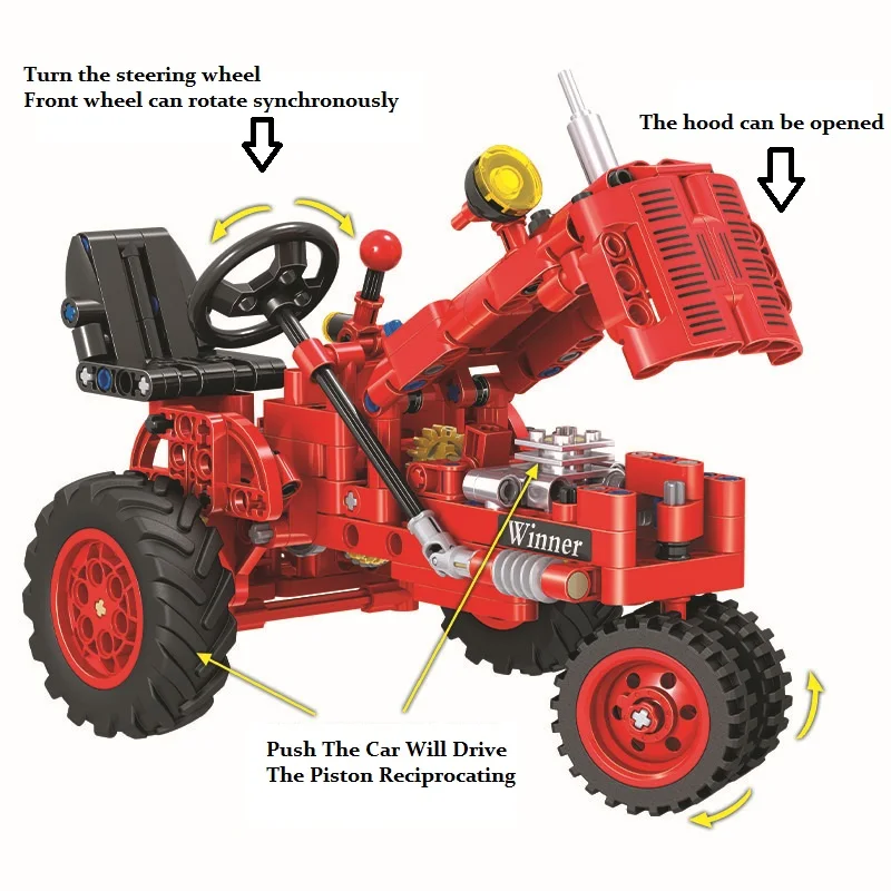 Новинка, горячая новинка, креативные 7070, 302 шт., Классический старый трактор, совместимая головоломка, плитка, детские игрушки, подарки