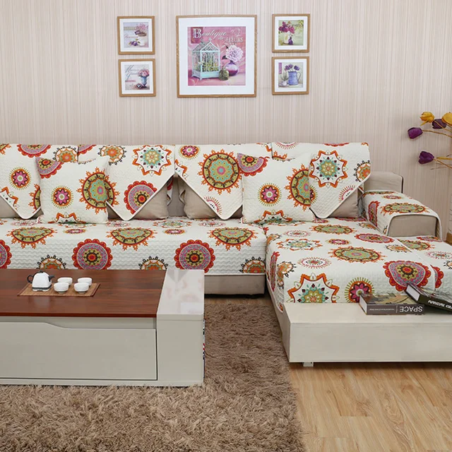 Colorful Endless Dot Sectional Futon Cotton Slipcovers For Couches Colorful Endless Dot Sectional Futon Cotton Slipcovers For Couches With 3 Cushions Sure Fit Sofa Covers
