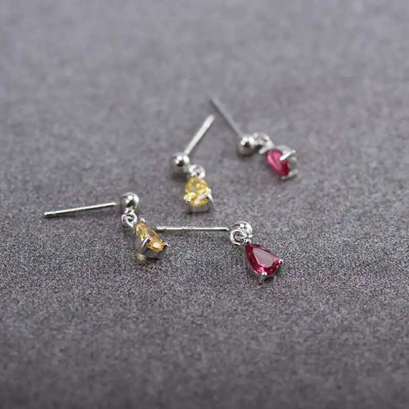 

Ruifan Cute Teardrop Red/Yellow Color Cubic Zirconia Crystal Earrings for Women 925 Sterling Silver Drop Earrings Jewelry YEA187