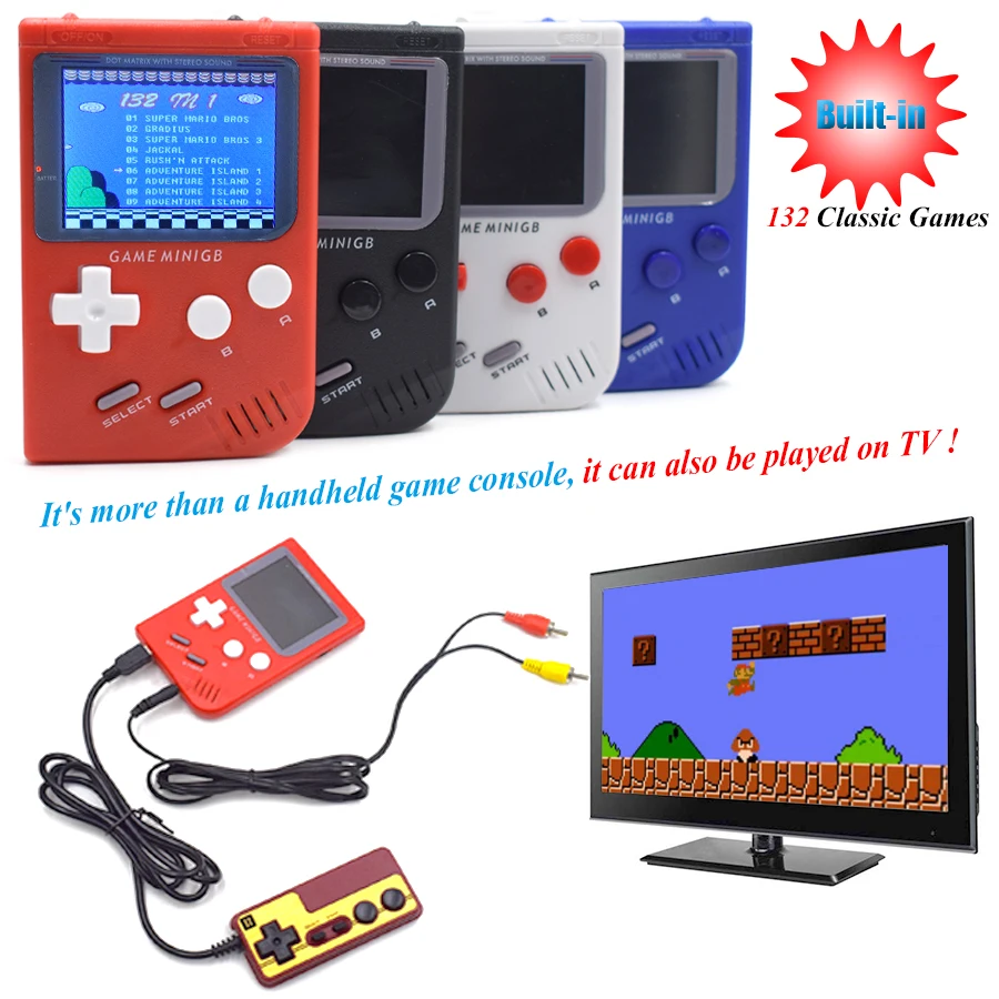 Retro Game Console Portable Mini TV Handheld Game Players Built-in132 Classsic Game for GBA Classic Games Best Gift for Kids