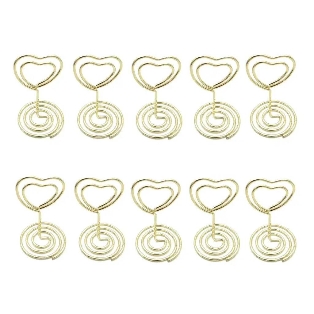 

Mini Heart Shape Place Card Memo Holder Picture Stand Note Clip for Wedding Party Decoration Pack 10pcs (Gold)